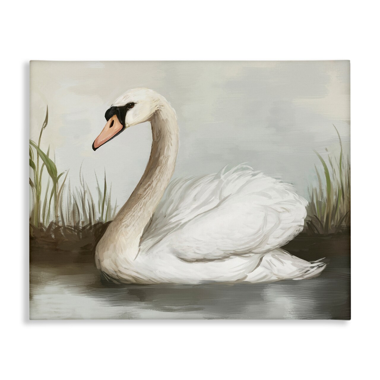 Stupell Industries Swan in Pond Painting Canvas Design By Ziwei Li